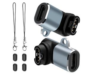 BORLTER CLAMP Adattatore Caricabatterie per Orologi USB C/Micro USB da Femmina a Maschio con 4 spine antipolvere e 2 Cordoncini, Compatibile con Garmin Fenix 7/7S/7X/6/6X/6S e Altro Ancora