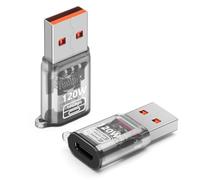 BORLTER CLAMP Adattatore da USB A a USB C da maschio a femmina, 120W di ricarica rapida e trasferimento a 10 Gbps, adattatore OTG con LED blu per laptop, MacBook, U Disk, hard disk 2Pcs, nero