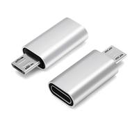 BORLTER CLAMP Adattatore Micro USB a USB-C, confezione da 2 adattatori micro USB a presa USB C, compatibile con Galaxy S7/S7 Edge, smartphone Android, hard disk portatili e molto altro ancora, Slivery