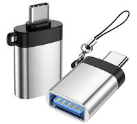 BORLTER CLAMP Adattatore USB C a USB 3.0 (2 Pezzi), Adattatore Tipo C a USB-A 3.0 OTG con Cordino Compatibile con MacBook, USB-C Smartphone e Tablet e Altri Dispositivi USB Tipo C (Argento)