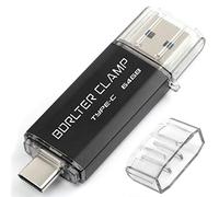 BorlterClamp - Chiavetta USB 3.0 a doppia porta, tipo C, per smartphone Android, Samsung Galaxy S9/S8/Note 9, LG, tablet e computer Nero black-64GB 64GB
