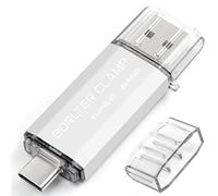 BorlterClamp - Chiavetta USB 3.0 a doppia porta, tipo C, per smartphone Android, Samsung Galaxy S9/S8/Note 9, LG, tablet e computer Argento silver-64GB 64GB
