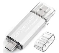 BorlterClamp - Chiavetta USB 3.0 a doppia porta, tipo C, per smartphone Android, Samsung Galaxy S9/S8/Note 9, LG, tablet e computer Argento Argento-256GB 256GB