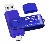 BorlterClamp - Chiavetta USB di tipo C 3.0, doppia porta per smartphone Android, Samsung Galaxy S10/S9/S8/Note 9, LG, Huawei, tablet e computer (nero) Blu blu-64 GB 64GB