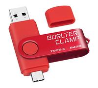 BorlterClamp - Chiavetta USB di tipo C 3.0, doppia porta per smartphone Android, Samsung Galaxy S10/S9/S8/Note 9, LG, Huawei, tablet e computer (nero) Rosso rosso-64 GB 64GB