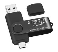 BorlterClamp - Chiavetta USB di tipo C 3.0, doppia porta per smartphone Android, Samsung Galaxy S10/S9/S8/Note 9, LG, Huawei, tablet e computer (nero) Nero Nero-256 GB 256GB