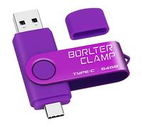 BorlterClamp - Chiavetta USB di tipo C 3.0, doppia porta per smartphone Android, Samsung Galaxy S10/S9/S8/Note 9, LG, Huawei, tablet e computer (nero) Viola viola-64 GB 64GB