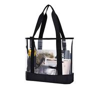 BORMELUN Clear Totes Bag Donna - Borsa a tracolla trasparente da lavoro grande, Black-1-tote, Large, Borsa trasparente