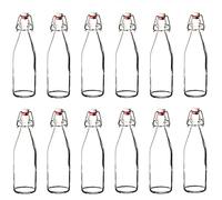 Bormioli - Bottiglie di vetro con chiusura ermetica 'Giara', 12 pezzi | Capacità: 500 ml | Altezza totale: 26,5 cm | Perfette per olio, grappa o per servire acqua, succhi di frutta e vino