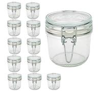 Bormioli Fido Gläser mit Bügelverschluss 12 teilig | Füllmenge 350 ml | Luftdichte Konservierung durch den Gummiring sowie den Drahtbügelverschluss