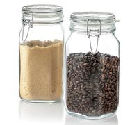 Bormioli Rocco B072M8GHN2 Barattolo Fido in Vetro Trasparente con Guarnizione 85 mm, 1,5 Litri (confezione da 2), Acciaio Inossidabile, 1500 millilitri, Trasparente