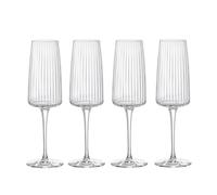 Bormioli Rocco Exclusiva - Set di 4 calici da prosecco da 240 ml, calici da vino e champagne a coste, in vetro a forma di stella, con trattamento XLT, lavabili in lavastoviglie, prodotti in Italia