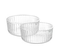 Bormioli Rocco Exclusiva - Set di ciotole da portata in vetro, 56,7 - 1,5 l, impilabili, per patatine, hummus, antipasti, 17,8 cm, eleganti stoviglie decorative, design riflettente, lavabili in