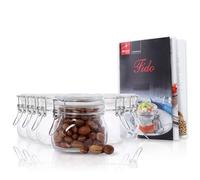Bormioli Rocco Fido - Set da 6 vasetti in vetro per conserva con chiusura a leva, capacità: 50 cl, libro di ricette Bormioli incluso