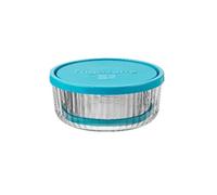 Bormioli Rocco Frigoverre Brilliante - Set di 2 contenitori rotondi in vetro con coperchio, resistenti ai graffi, per conservare/preparare, 432,3 g e 864,7 g, adatti per microonde, congelatore