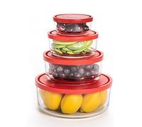 Bormioli Rocco Gelo - Set 4 pezzi con coperchio rosso