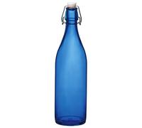 1.000 ml Bottiglia di vetro 'Giara', blu, imboccatura: tappo meccanico