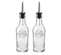 BORMIOLI ROCCO Officina 1825 - Bottiglie in vetro per olio d'oliva/aceto - Beccuccio in acciaio inossidabile - 268 ml - Set di 2