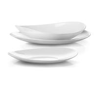 Bormioli Rocco Prometeo Servizio da tavola Ovale di Tendenza, con 6 Piatti Piani, 6 Piatti Fondi e 6 Piatti da Dessert (18 Pezzi)