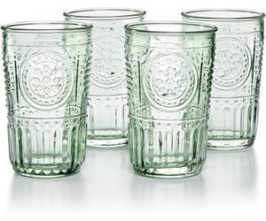 Bormioli Rocco Romantic Confezione 4 Bicchieri, Vetro, Colore Verde, cl 34
