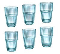 Bormioli Rocco Set di 6 bicchieri Barshine LongDrink, Blu, 38 Cl