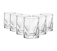 Bormioli Rocco Sorgente Doppio Whisky Glasses - Moderna A Rilievo Acqua Succo Cocktail Tumblers - 420ml - Confezione da 12