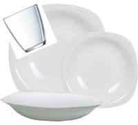 BORMIOLI SERVIZIO TAVOLA PIATTI 24 PZ PARMA BIANCO QUADRO con bicchiere