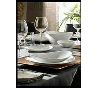 Bormioli - Set di stoviglie, collezione Prometeo, servizio da tavola per 12 persone, colore bianco, 37 pezzi