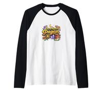Born Again Pagan, Decorazione Floreale a Forma di Ruota con Luna Maglia con Maniche Raglan