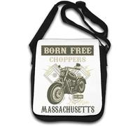 Born Free Choppers Massachusetts Lets Ride - Borsa a tracolla, colore: Bianco