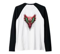 Born from Chaos Fenice - Vintage Edgy Y2K Backprint Graffiti Maglia con Maniche Raglan