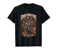 Born from Fire Heavy Biker Graphic Maglietta
