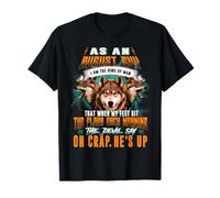 Born in August Birthday Guy Funny Boy Men Wolf Lover Maglietta