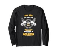 Born in March all Men Equal Best Born in March Birthday Maglia a Manica