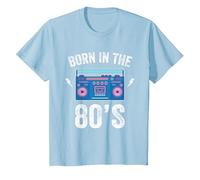 Born in The 80's Shirt Skating Disco 1980 Generation Boombox Maglietta, Bambini, Celeste, 8 Anni
