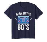 Born in The 80's Shirt Skating Disco 1980 Generation Boombox Maglietta, Bambini, Navy, 2 Anni