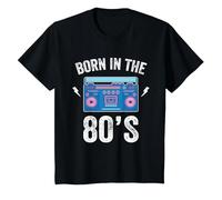 Born in The 80's Shirt Skating Disco 1980 Generation Boombox Maglietta, Bambini, Nero, 3 Anni