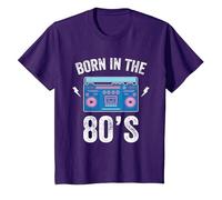 Born in The 80's Shirt Skating Disco 1980 Generation Boombox Maglietta, Bambini, Viola, 12 Anni