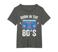 Born in The 80's Shirt Skating Disco 1980 Generation Boombox Maglietta, Donna Plus-Size, Asfalto, 3X