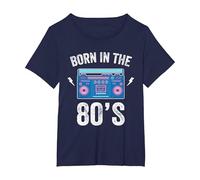 Born in The 80's Shirt Skating Disco 1980 Generation Boombox Maglietta, Donna Plus-Size, Navy, 4X