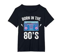 Born in The 80's Shirt Skating Disco 1980 Generation Boombox Maglietta, Donna Plus-Size, Nero, 2X