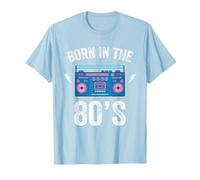 Born in The 80's Shirt Skating Disco 1980 Generation Boombox Maglietta, Uomo, Celeste, XL