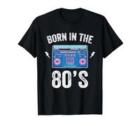 Born in The 80's Shirt Skating Disco 1980 Generation Boombox Maglietta, Uomo, Nero, M