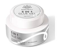 Born Pretty 5 in 1 gel adesivo per unghie - Gel per unghie multiuso trasparente per modellaggi 3D in polvere cromata, per strass, top coat, gel rinforzante