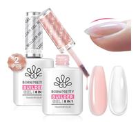 Born Pretty Builder Nail Gel 2 X 15 ML Clear Nude Quick Builder Gel per unghie - Base, Top Coat, Polygel di estensione e rinforzo