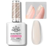 Born Pretty Builder Nail Gel - 8 in 1 Milky White Nude Quick Builder per unghia in una bottiglia, base e top coat Polygel di estensione e rinforzo per unghia