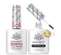 Born Pretty Nail Prep Primer Unghie Gel - Primer Unghie Semipermanente Dehydrator - Colla Unghie Finte Extra Forte - Aperto 6 in 1 Colla Trasparente Extra Forte per Estensioni Unghie 2PCS