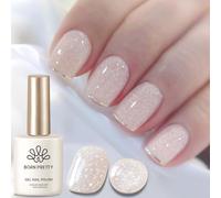 Born Pretty Smalto Semipermanente Unghie - Milky Nudo Trasparente Glitter Smalti Semipermanenti per Unghie Soak-Off UV Smalto Unghie Adatto Per Nail Art