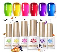 Born Pretty Smalto Semipermanente Unghie Trasparente Neon - Smalto Semipermanente Gelatina di Cristallo Soak Off Unghie Gel Fluo Primavera e Estate Trasparente Nail Art 6PCS
