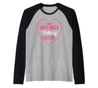 Born Simple Quote Celebrate November Birthday Queen Maglia con Maniche Raglan